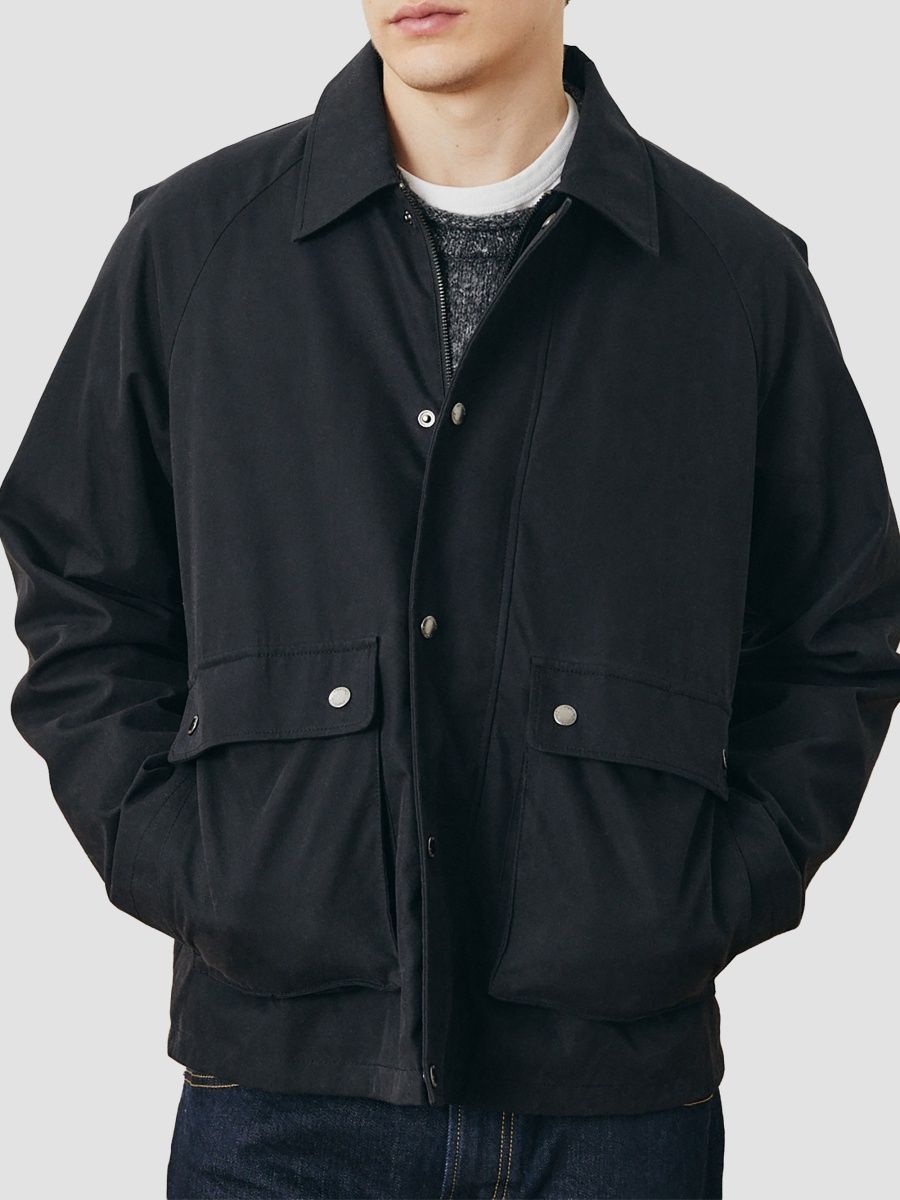 Corridor Men's Waxed Cotton-Blend Zip-Front Trail Jacket - Black - Size Medium