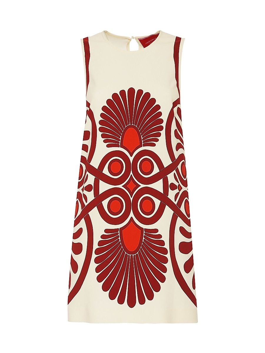 Women's Stretch Tunic Dress - Medallion Cream - Size XS