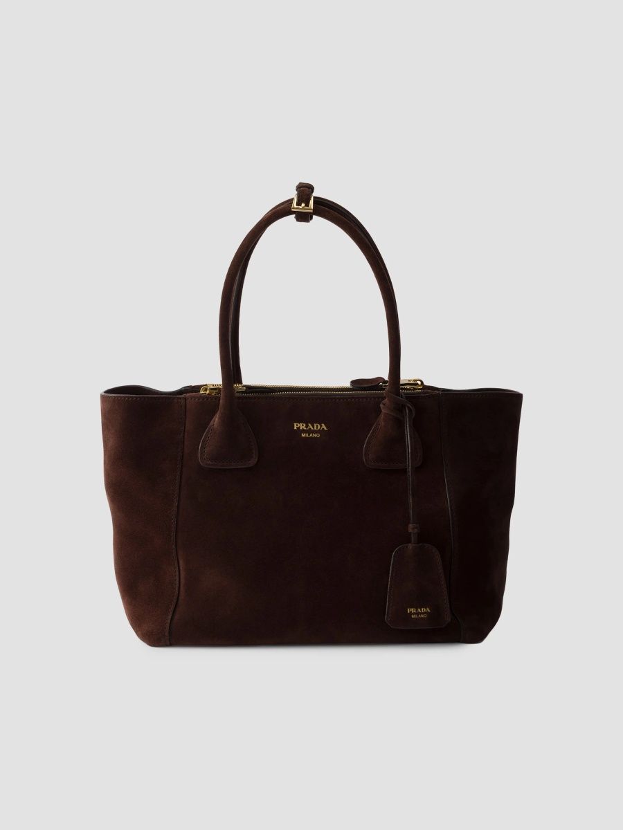 Prada Women's Medium Suede Tote Bag - Brown