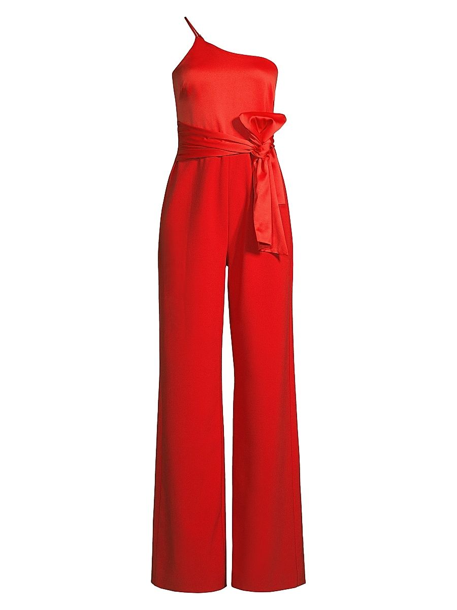 Women's Yara One-Shoulder Bow Jumpsuit - Scarlet - Size 12