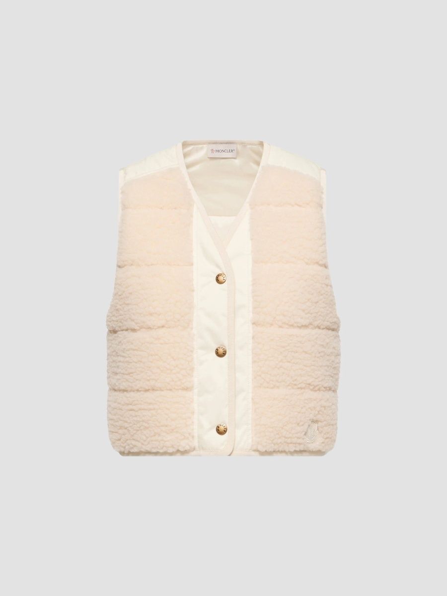 Moncler Women's Fluffy Teddy Padded Gilet - Ivory - Size 12
