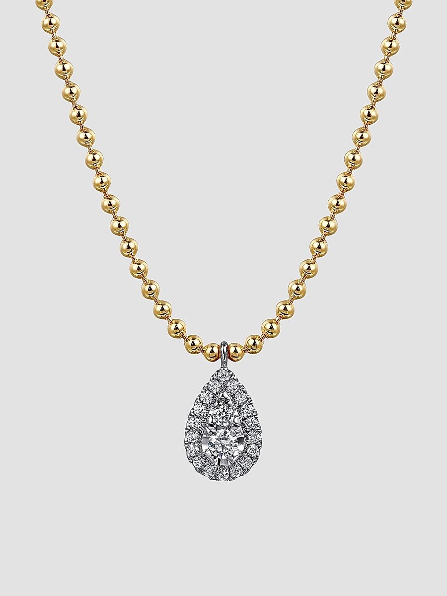 Gabriel & Co Women's Bujukan 14K Gold & 0.25 TCW Diamond Teardrop Pendant Necklace - Yellow Gold