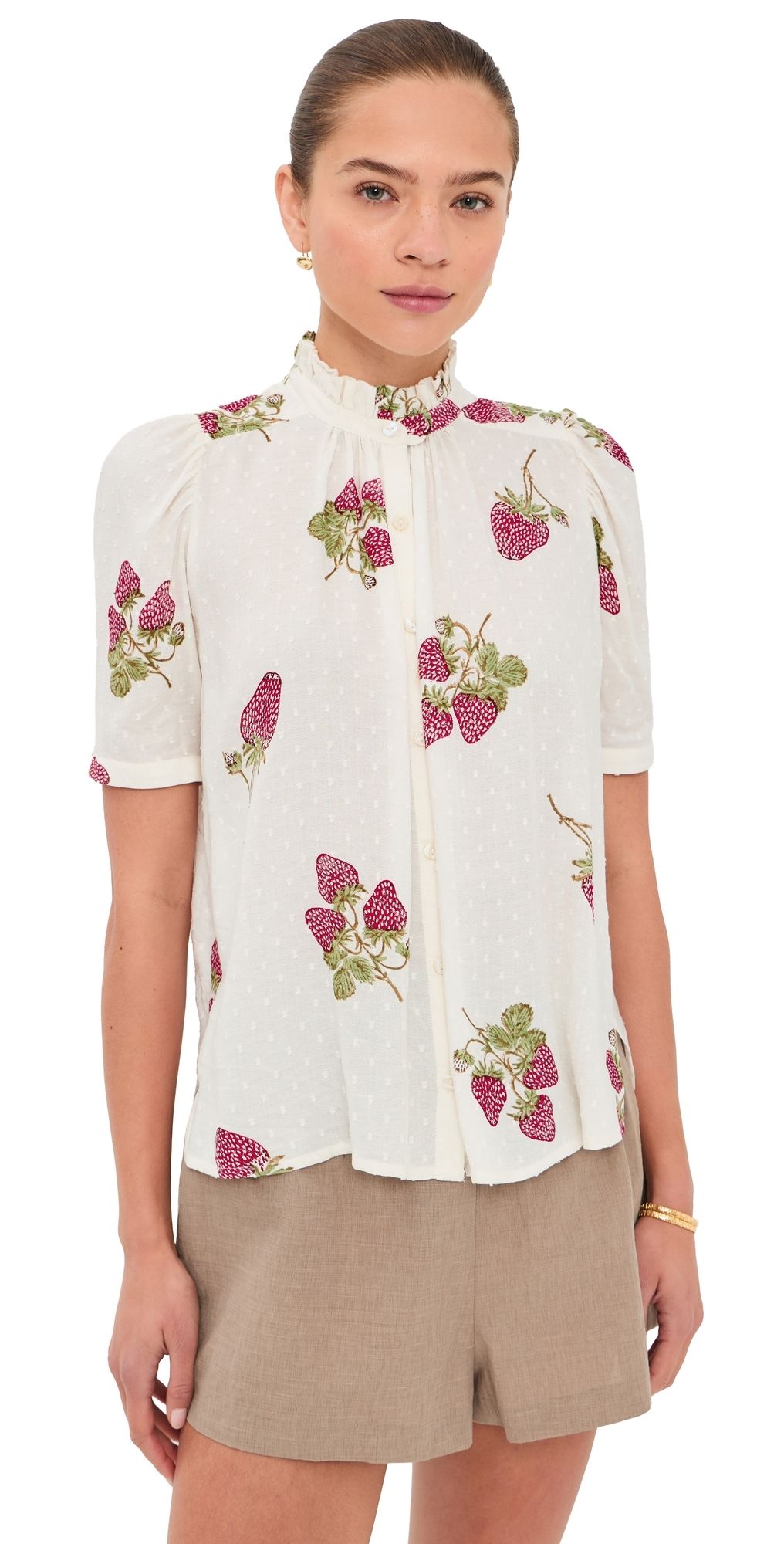 Alix of Bohemia Winnie Strawberry Dot Shirt Off-White L