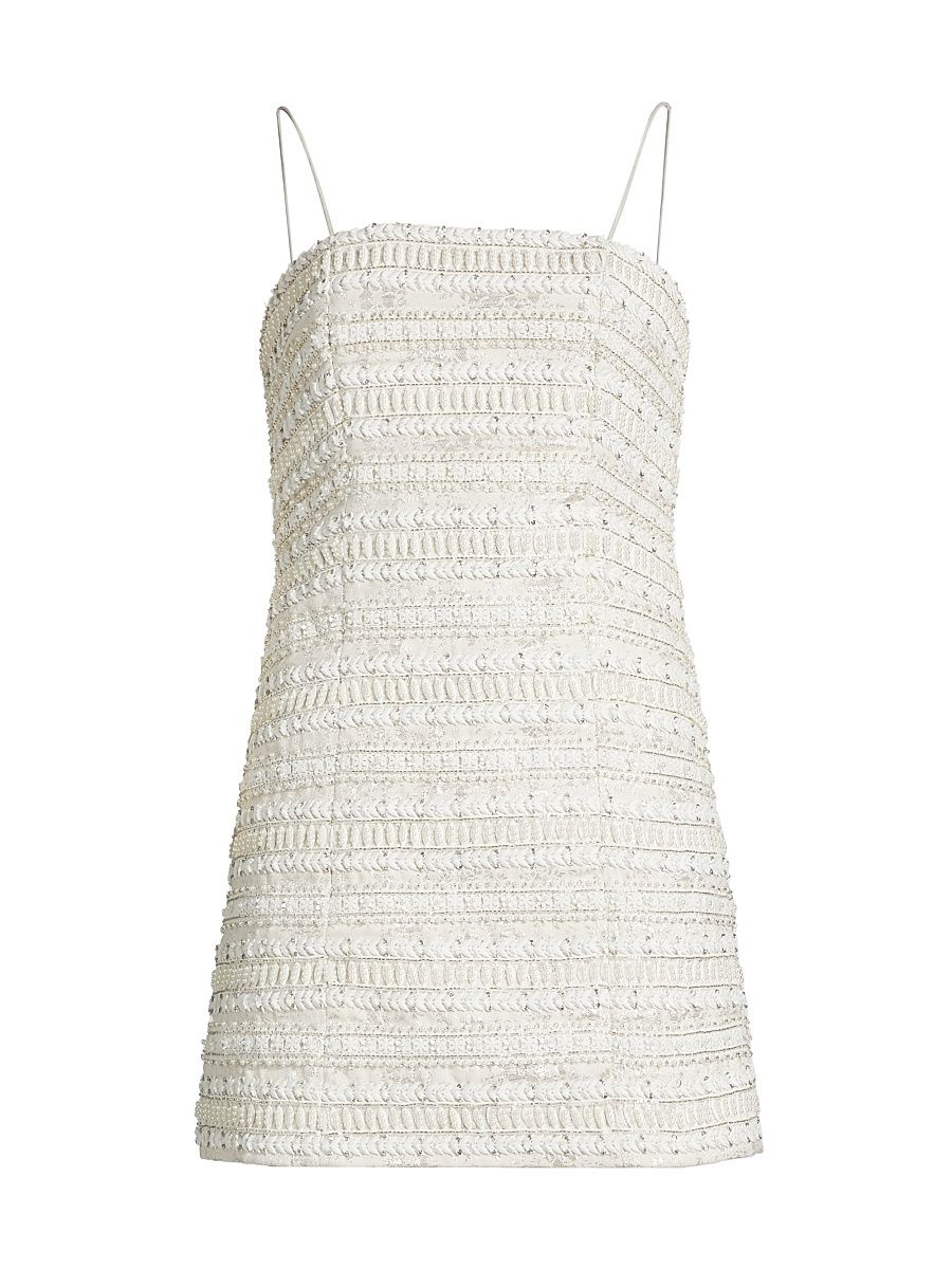 Women's Violet Embellished Mini Dress - Off White - Size 8