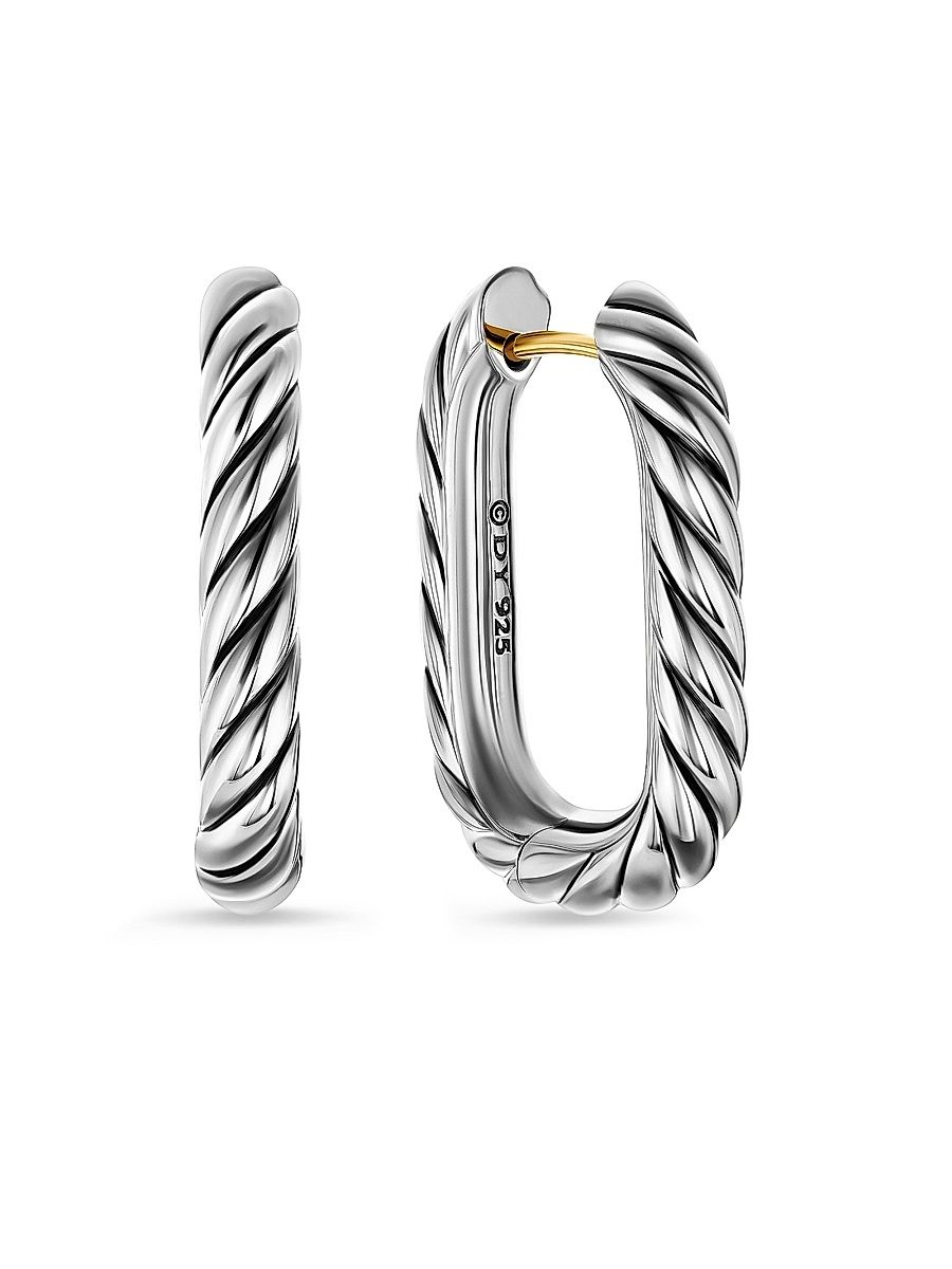 Women's Madison Cable Hoop Earrings in Sterling Silver, 24.3MM - Silver