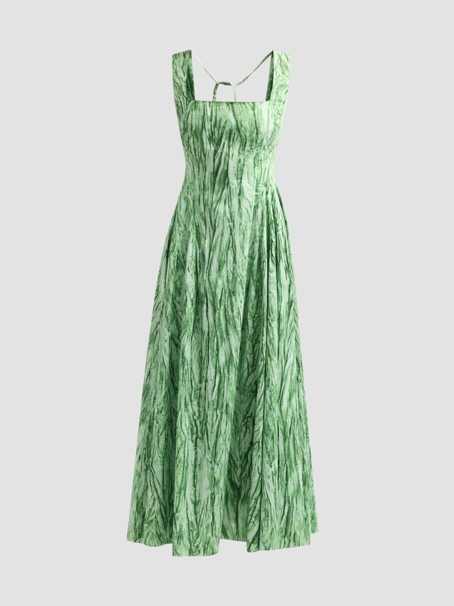 Oscar de la Renta Women's Velvet Print Poplin Sateen Day Dress - Dark Sage - Size 0
