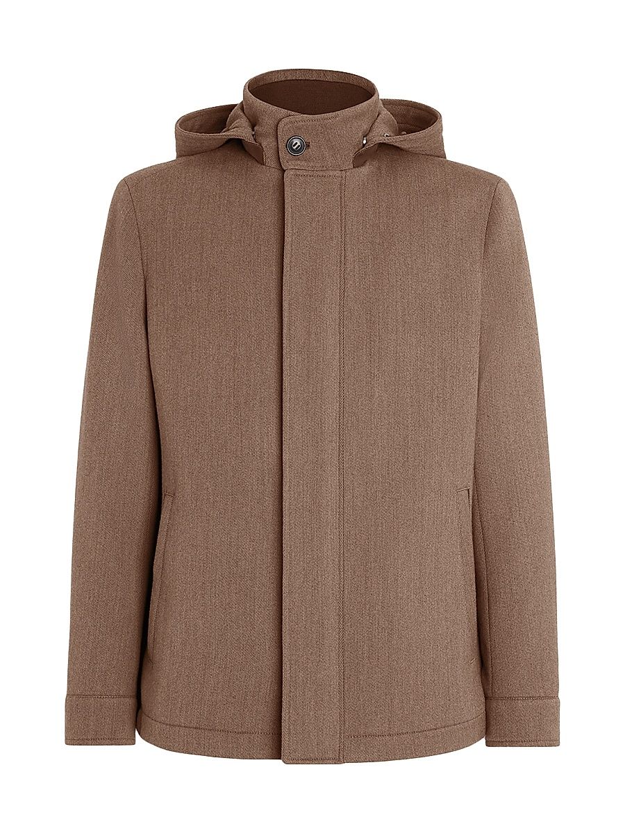 Men's Wool and Cashmere Jacket - Brown - Size 46