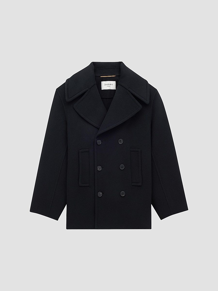 Saint Laurent Women's Peacoat in Wool - Noir Profond - Size 8