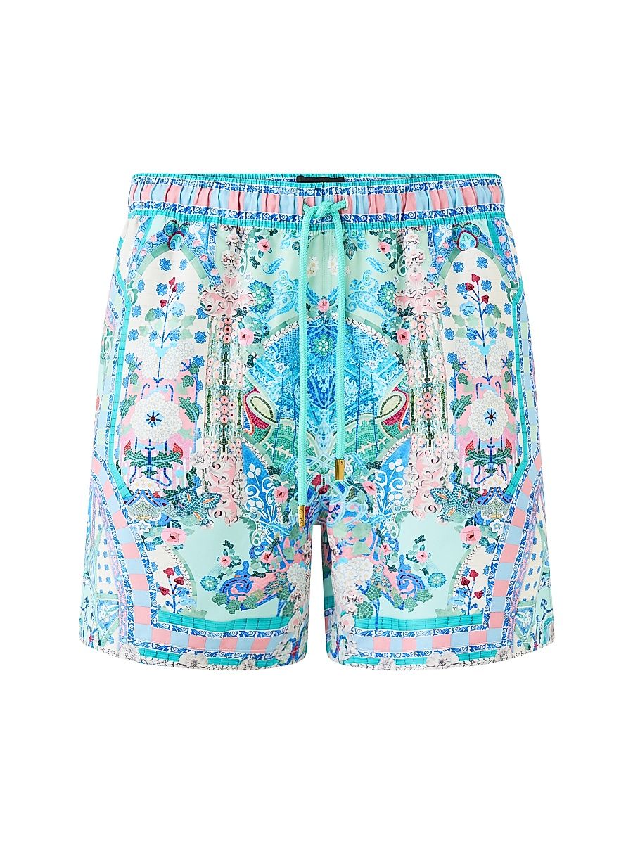 Men's Printed Mid-Length Board Shorts - Midsummer Mosaics - Size Small