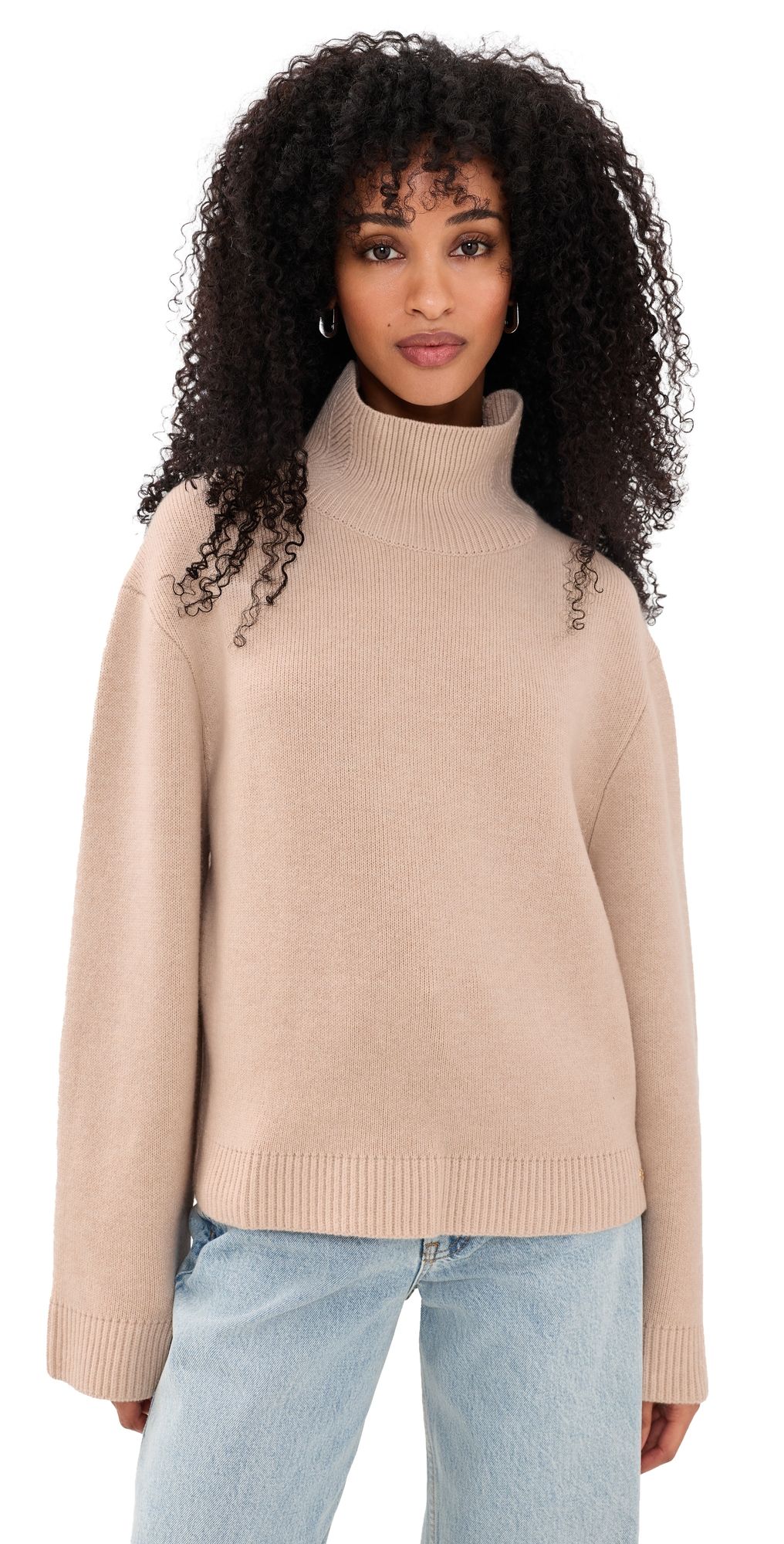 ANINE BING Alma Turtleneck Sweater Beige L