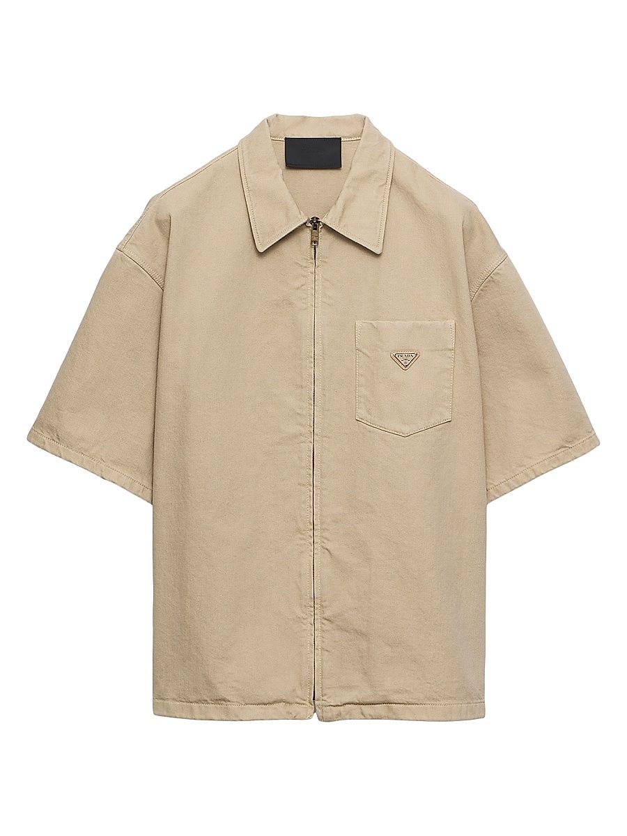 Men's Old Denim Shirt - Beige Khaki - Size XXXL