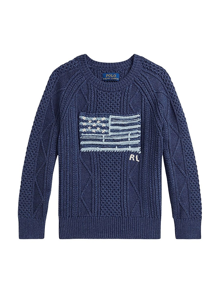 Little Boy's Cotton Faded Flag Sweater - Navy - Size 7