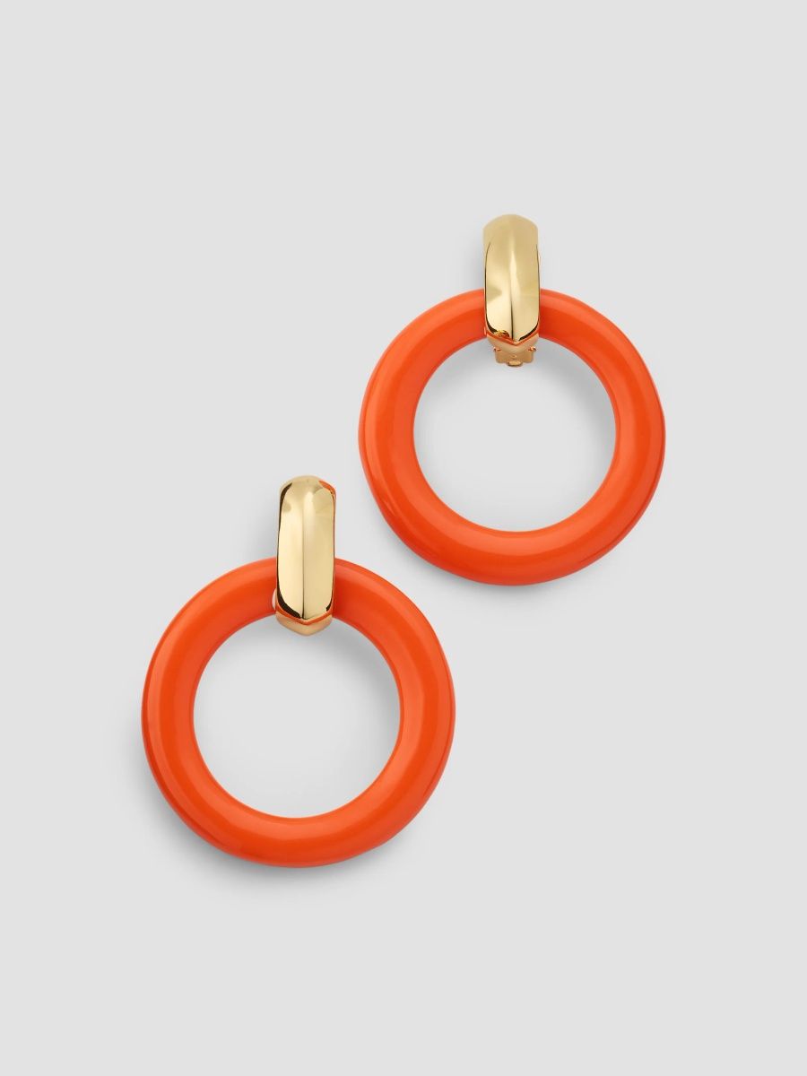 Kenneth Jay Lane Women's 18K-Gold-Plated & Simulated Coral Door Knocker Clip-On Earrings - Coral
