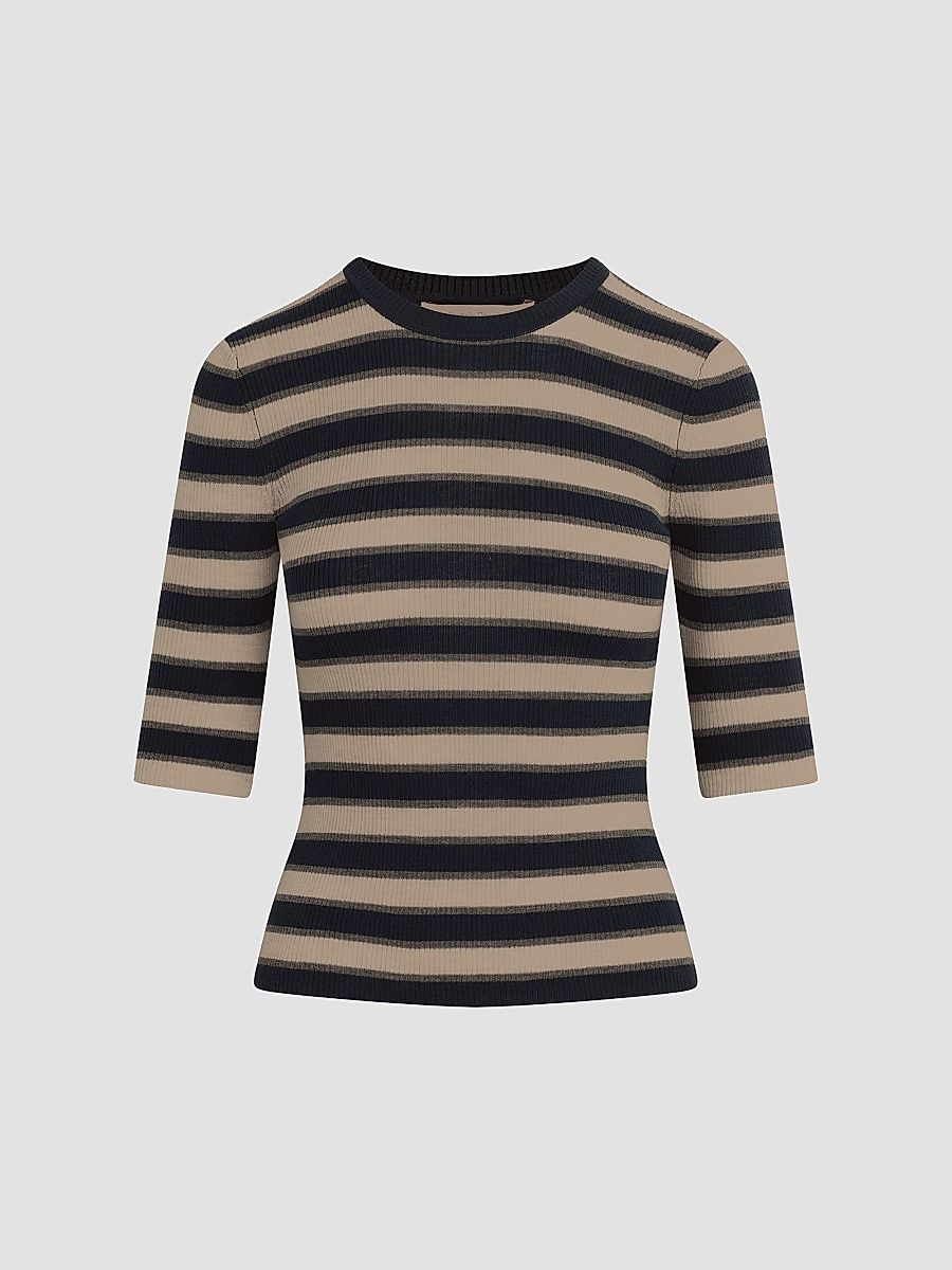 Women's The Amelia Striped Wool Top - Midnight Stripe - Size XS