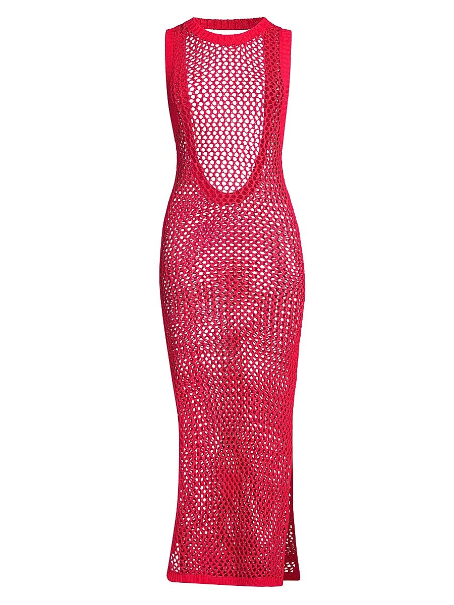 Beach Riot Women's Holly Net Cover-Up Midi-Dress - Red - Size Large