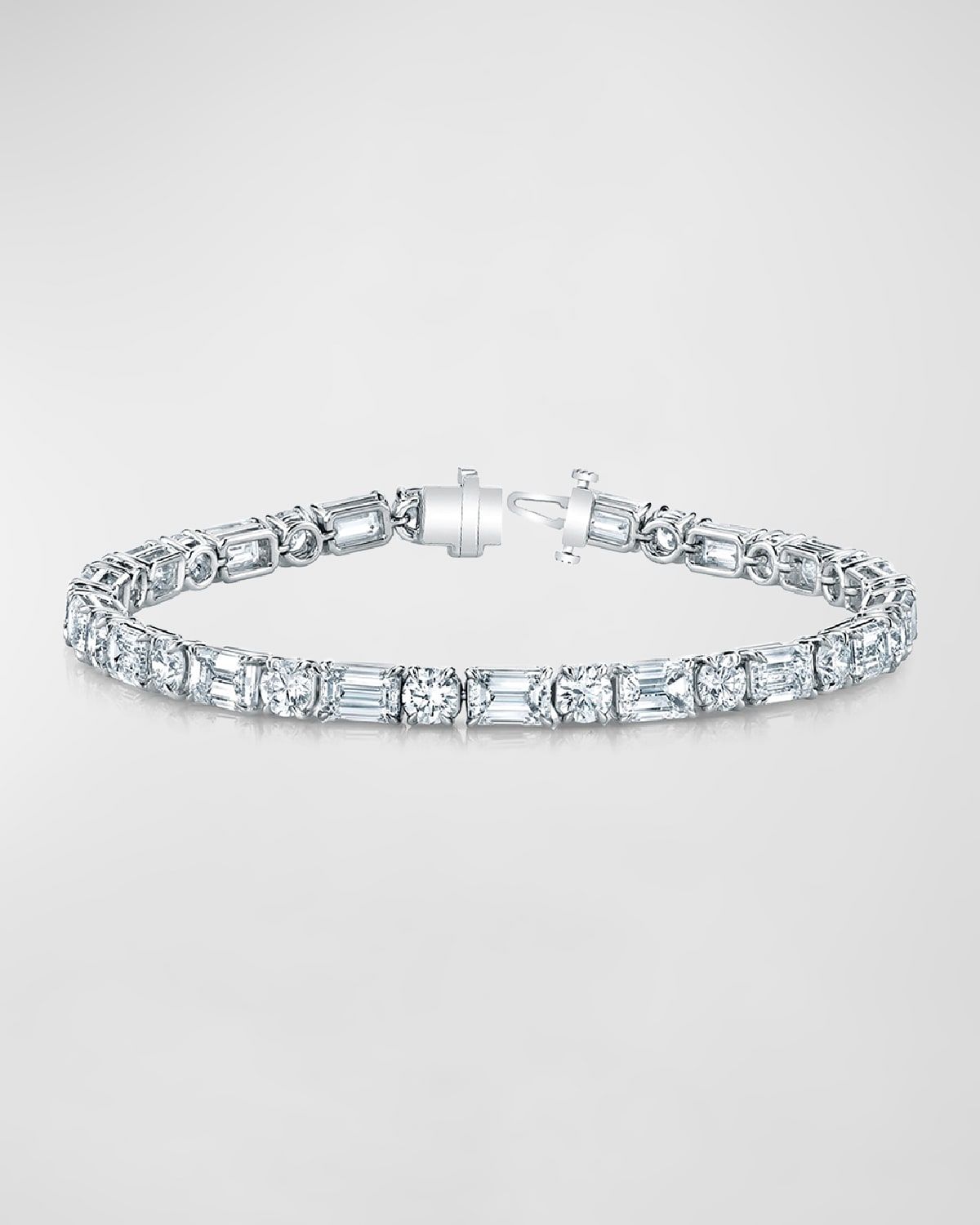 Platinum East-West Alternating Prong-Set Diamond Bracelet, 7.00tcw, 7"L