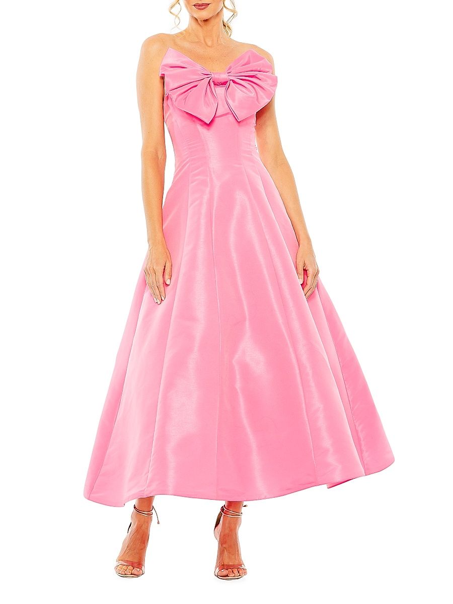 Women's Cocktail Bow Strapless Ballgown - Candy Pink - Size 0