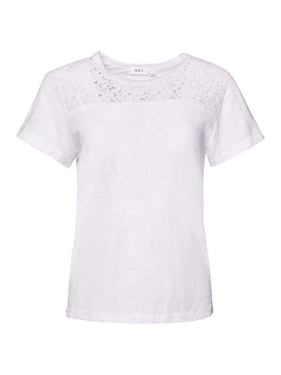 Women's Easy Crew Lace Yoke Tee - White - Size Large