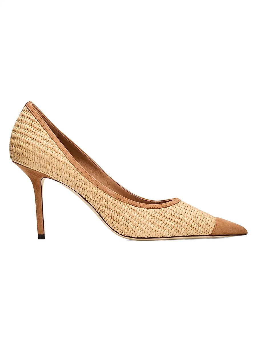 Women's Love 85MM Raffia-Suede Pumps - Natural Toffee - Size 12