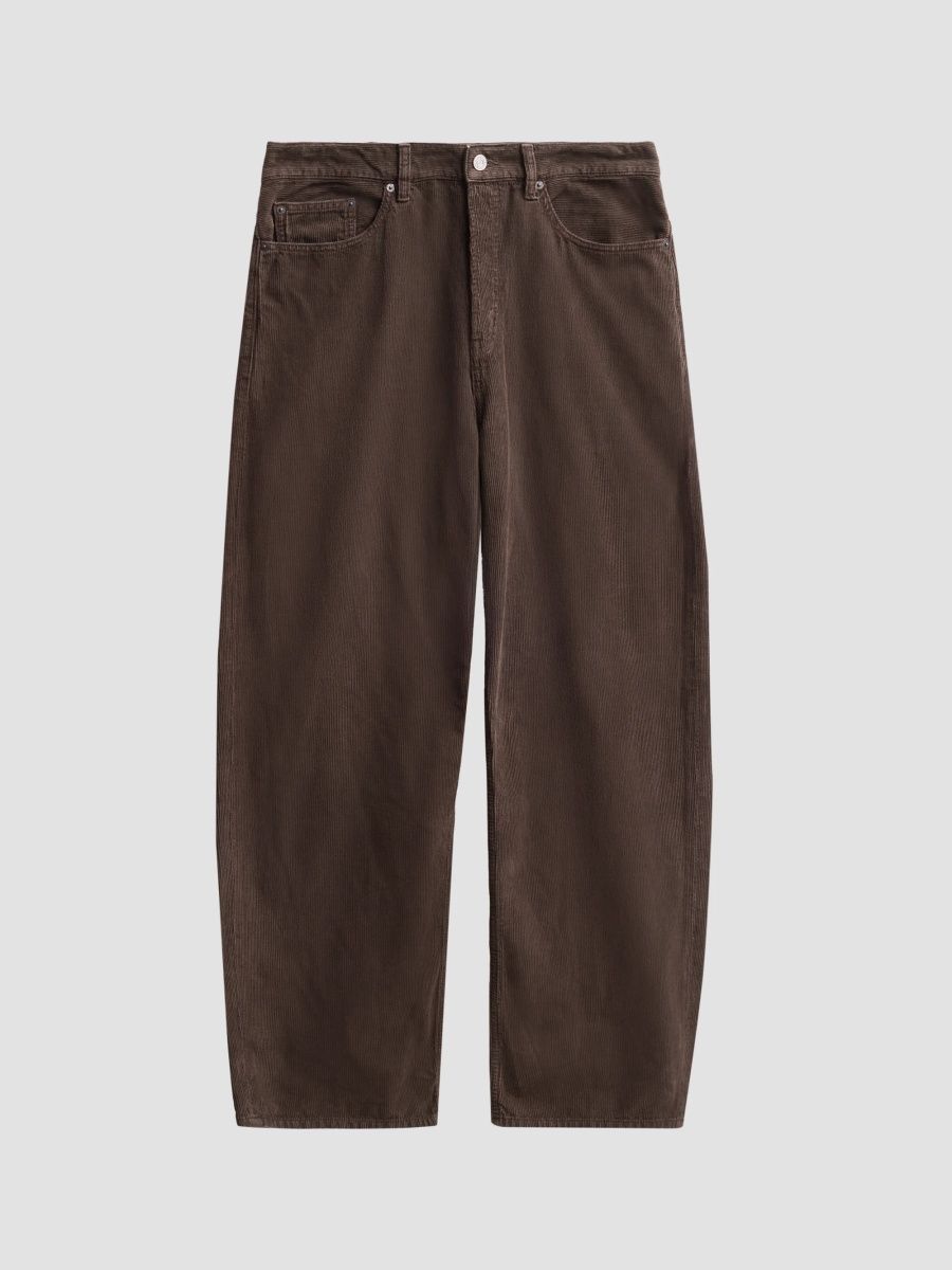 FRAME Men's The Baggy Corduroy Wide-Leg Jeans - Mud Grey - Size 38