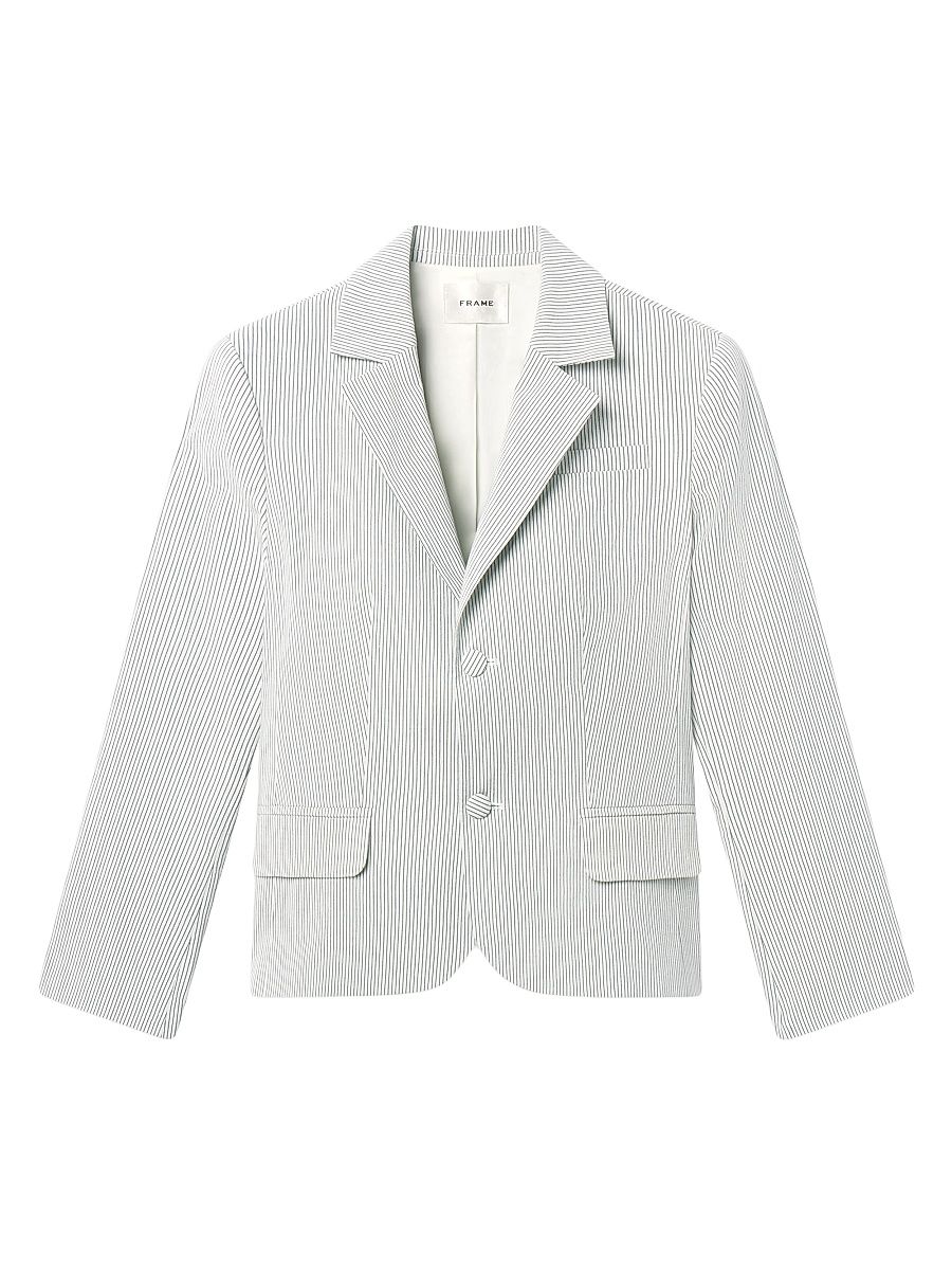 Women's The Stripe Cotton-Blend Classic Blazer - Navy Multi - Size 14