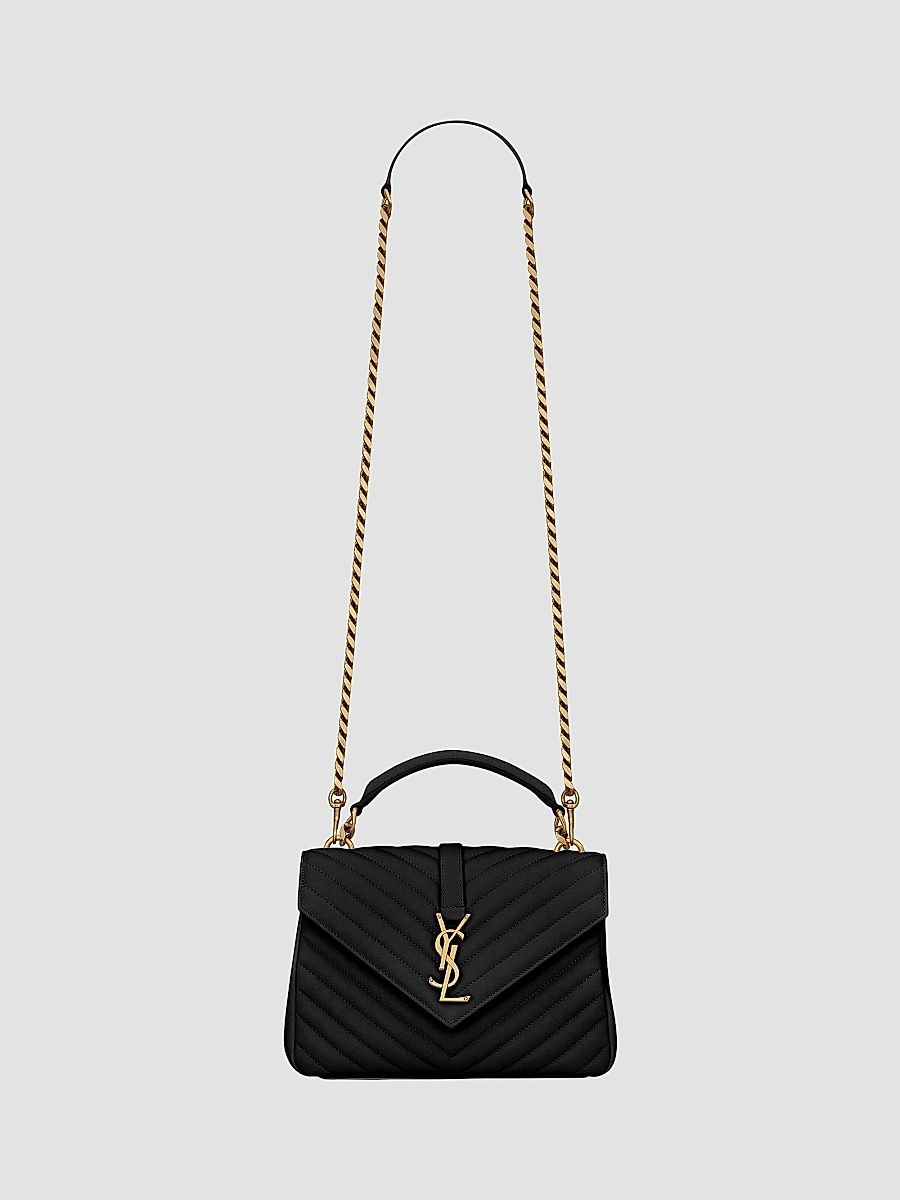 Saint Laurent Women's College Medium Shoulder Bag in Quilted Leather - Nero