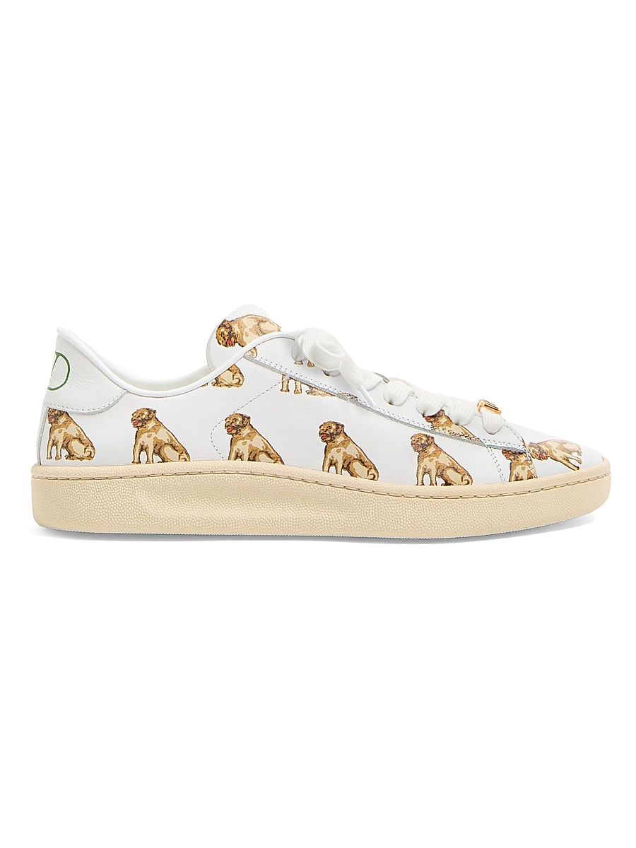 Women's Royco Sneakers in Nappa Calfskin with Petit Charles Pattern - White Multicolor - Size 5.5