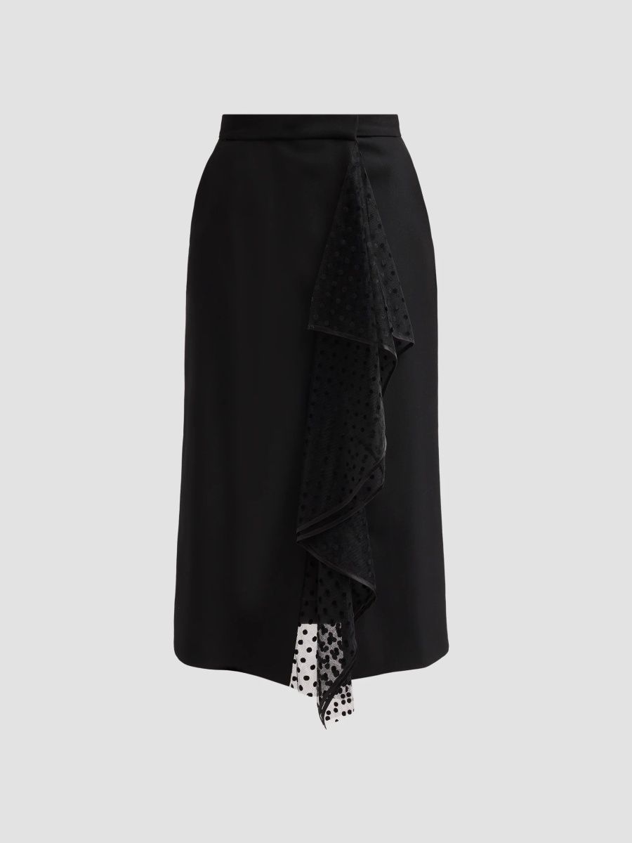 Erdem Women's Grain De Poudre Midi Skirt - Black - Size 0
