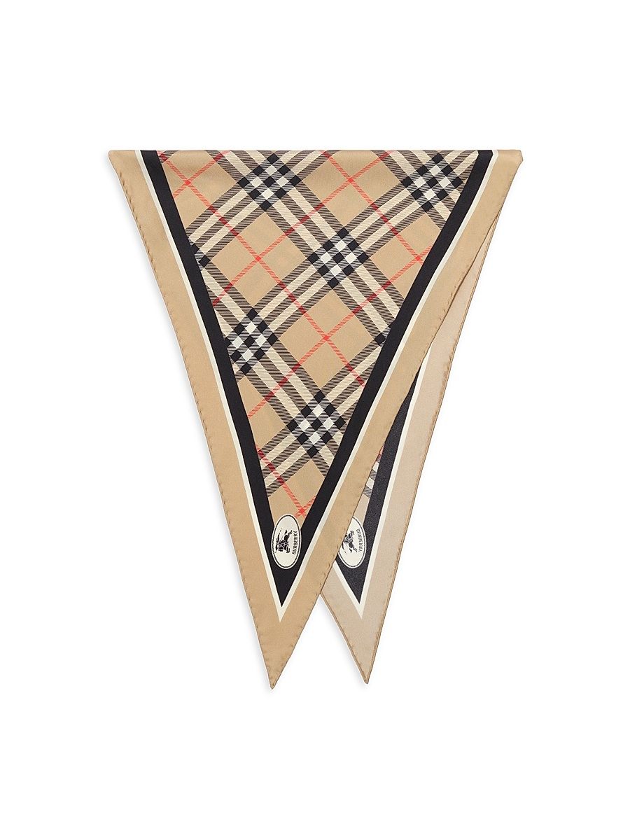 Women's Equestrian Knight Stamp Silk Diamond Scarf - Sand