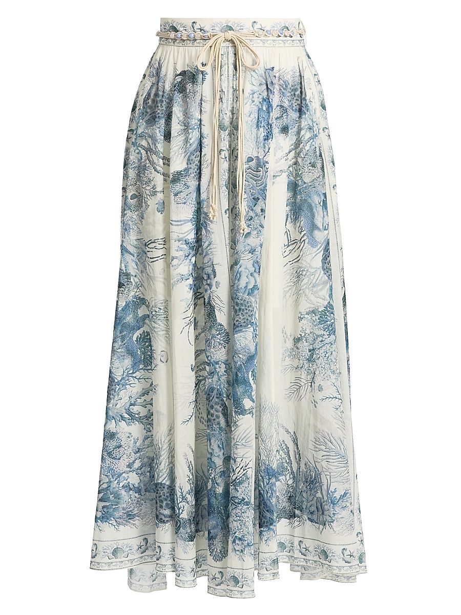 Women's Wanderlust Toile A-Line Maxi Skirt - Blue Toile - Size 8