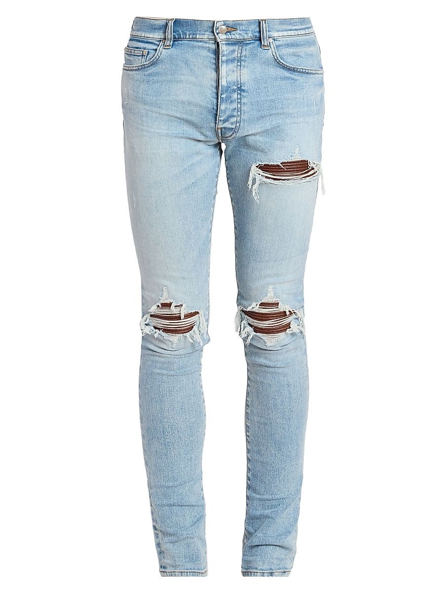 Men's Distressed Skinny Jeans - Aged Indigo - Size 28