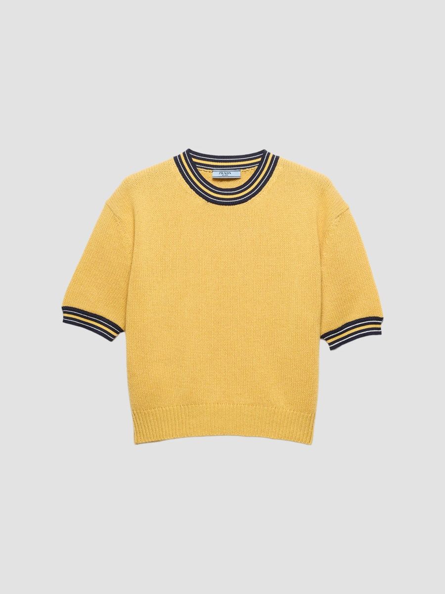 Prada Women's Cashmere Short-Sleeved Sweater - Yellow - Size 10