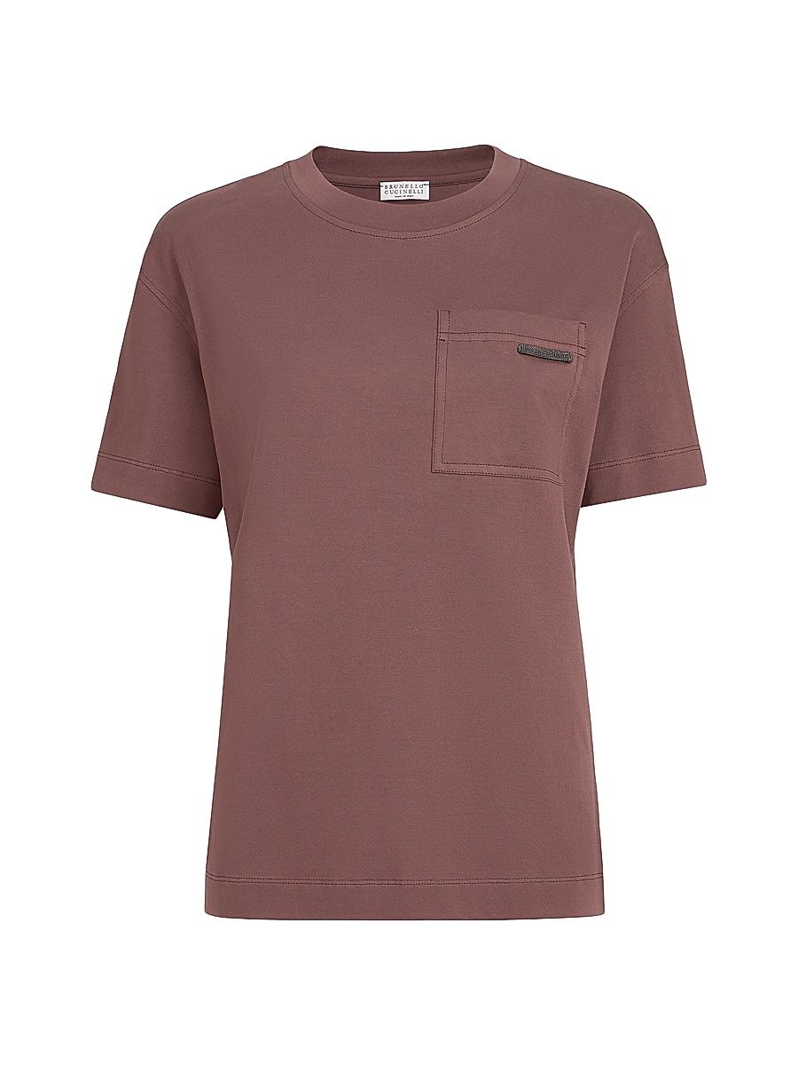 Women's Cotton Jersey T-Shirt with Shiny Tab - Grape - Size Medium
