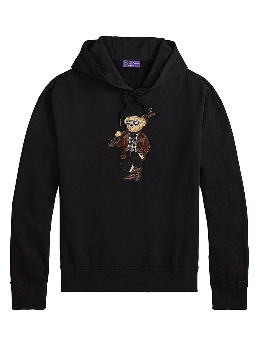 Men's Polo Bear Cotton-Cashmere Hoodie - Classic Black - Size XXL