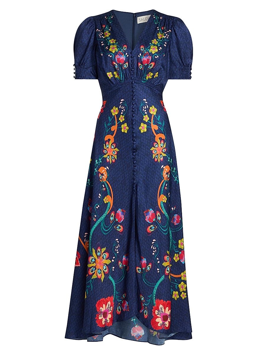 Women's Lea Floral Silk Maxi Dress - Corsage Bloom - Size 10