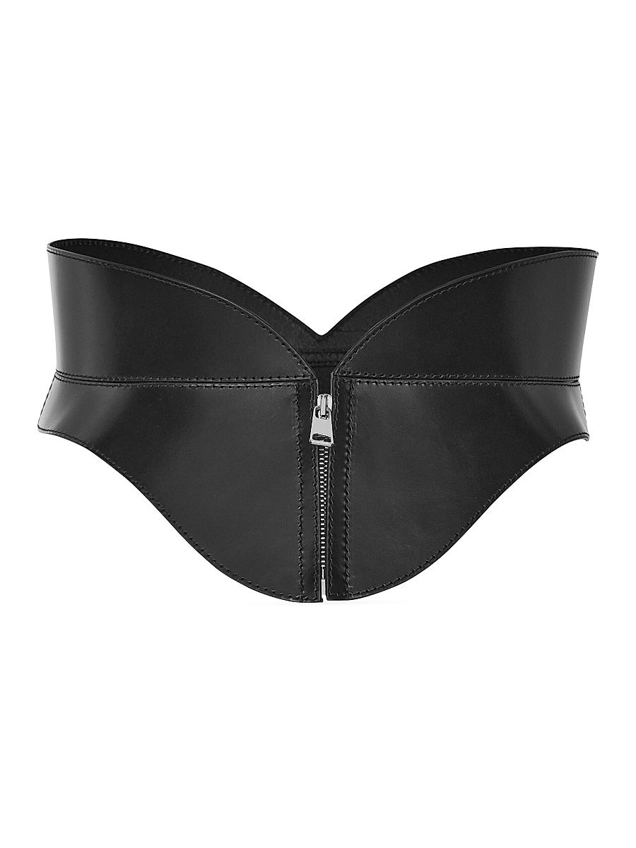 Women's Leather Corset Belt - Black - Size 2