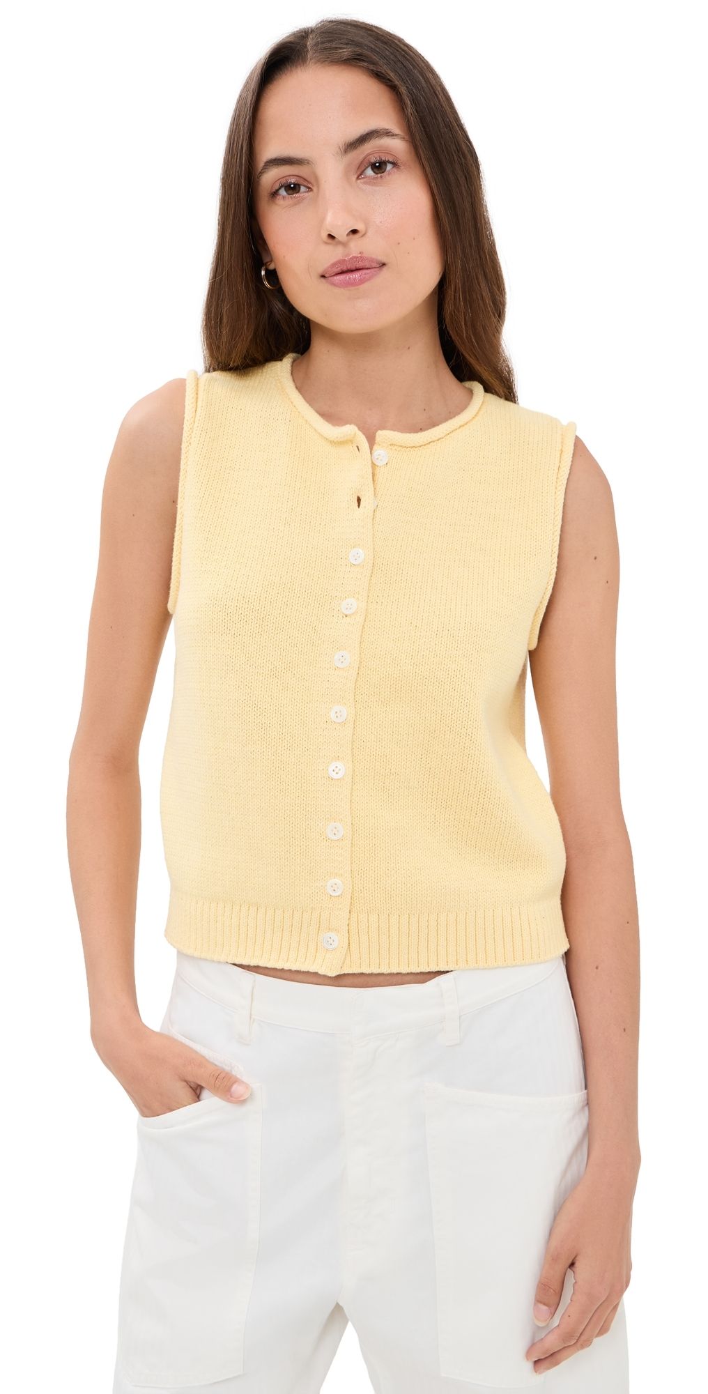 Alex Mill Taylor Cotton Sweater Vest Double Cream S