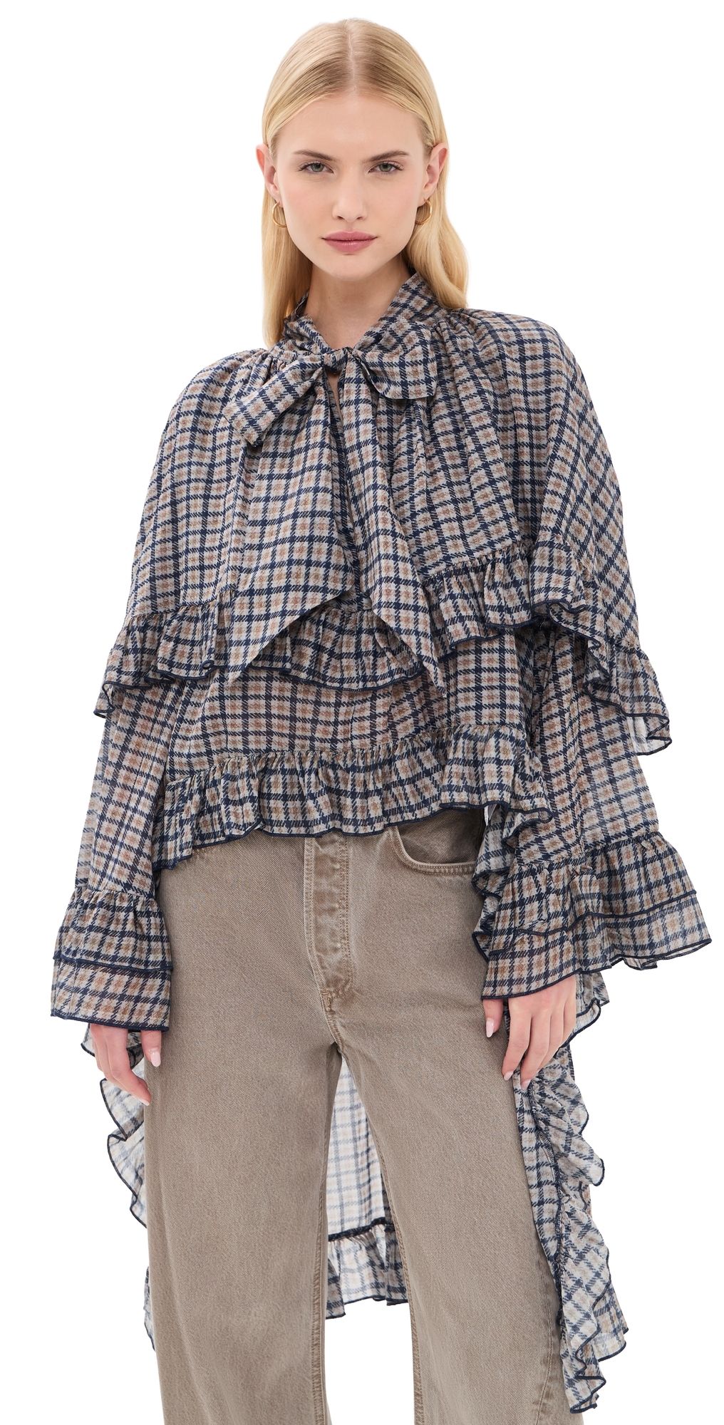 Muse Assembly Selena Top Blue And Brown Check XL