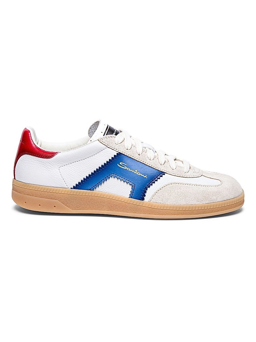 Women's Colorblocked Leather Low-Top Sneakers - White - Size 12