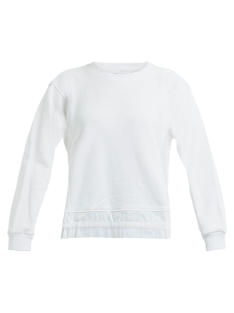 Women's Woven Side Panels Sweatshirt - White - Size Large