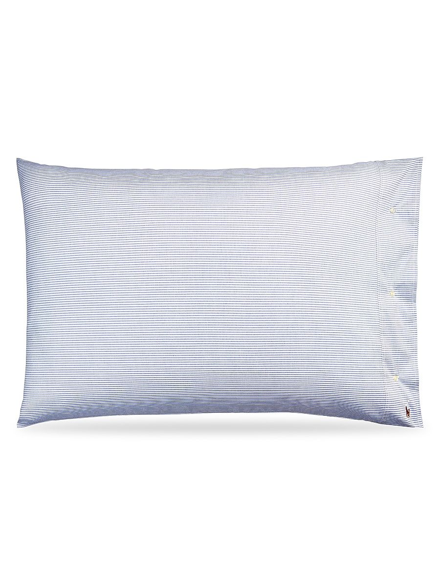 Organic Oxford Stripe Bedding Pillowcase - Blue - Size King