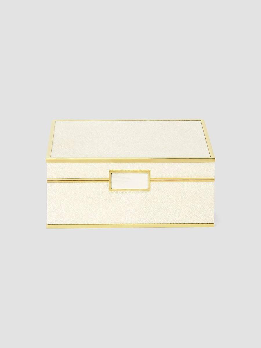 Shagreen Jewelry Box - Cream - Size Small