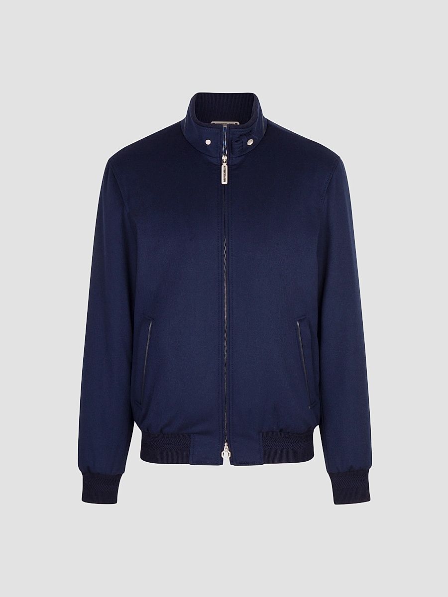 Stefano Ricci Men's Cashmere and Lambskin Leather Blouson Jacket - Navy Blue - Size 50
