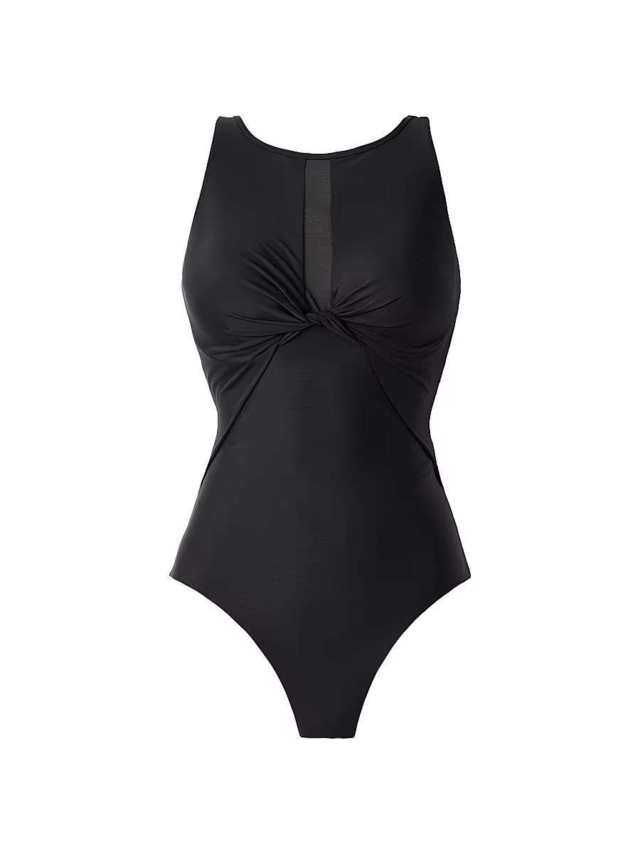 Women's Network News Evoke Gathered One-Piece Swimsuit - Black - Size 8