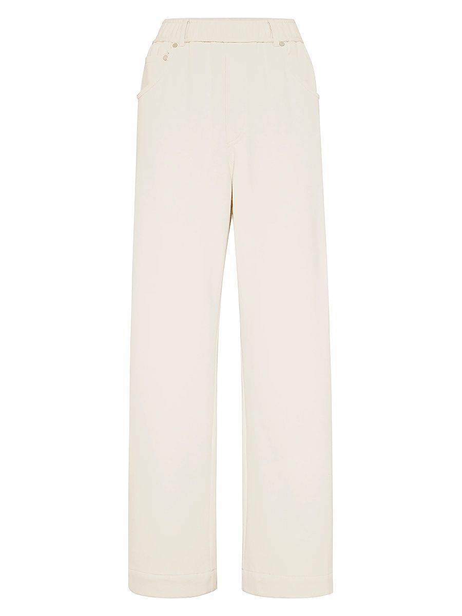 Women's Cotton Smooth French Terry Track Trousers - Milk - Size XXS