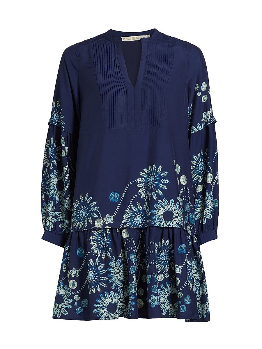 Women's Frannie Floral Pleated Minidress - Astra - Size XL