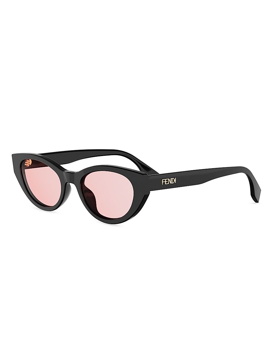 Women's Lettering 51MM Logo Oval Sunglasses - Shiny Black Violet