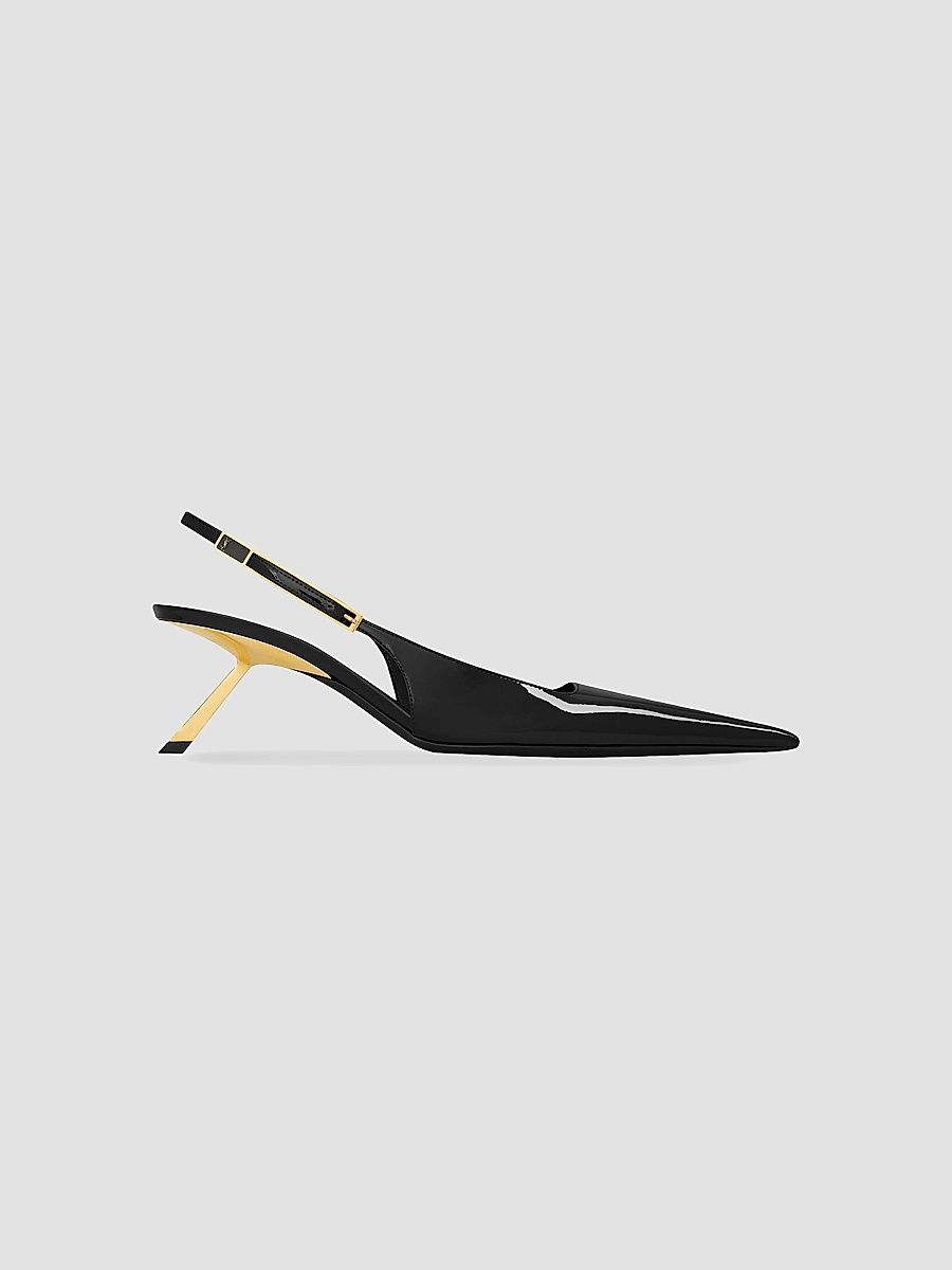 Saint Laurent Women's Lee Slingback Pumps in Patent Leather - Black - Size 10