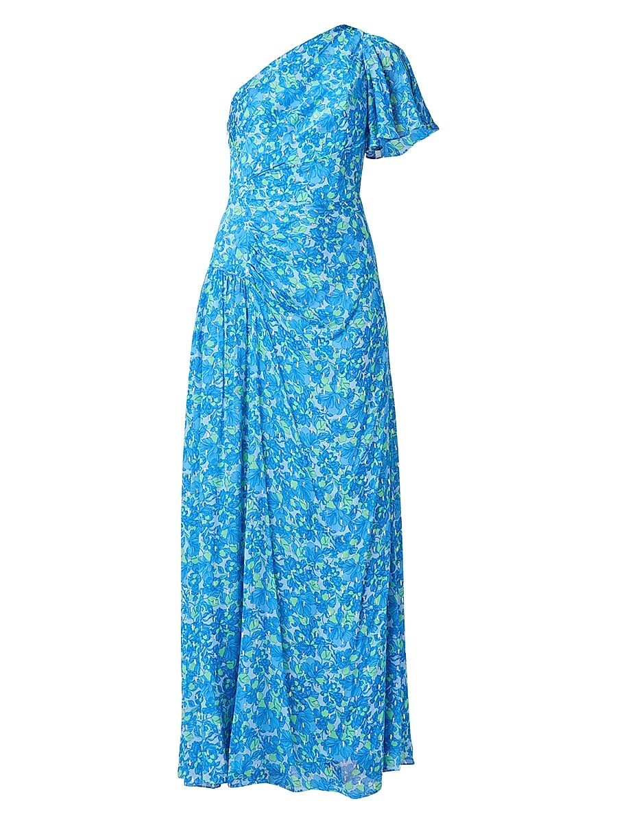 Shoshanna Women's Latissa One-Shoulder Maxi Dress - Sky Multi - Size 12