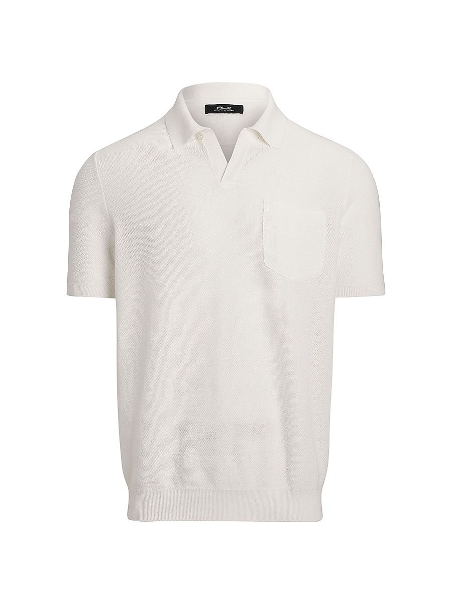 Men's Mesh-Knit Performance Polo Sweater - White Splash - Size XXL